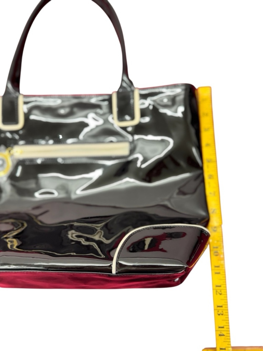 Stee lauder Classic Black Patent Tote with Gold Accent - Picture 5 of 10